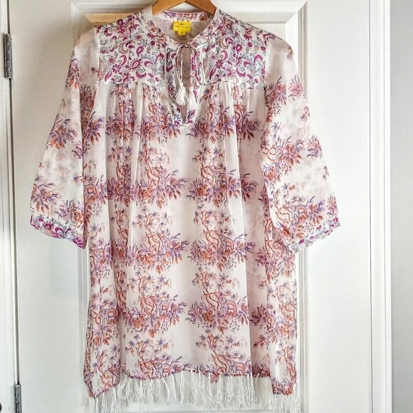 Roberta Roller Rabbit Sheer Cotton Fringe Tunic XS - Picture 1 of 6